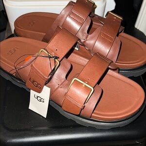 UGG Chestnut Leather Sandals with Buckles